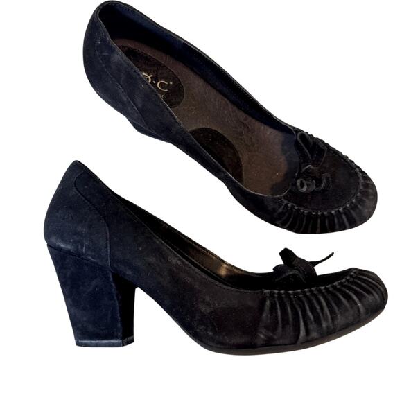 boc Shoes - B.O.C. Black Suede Leather Pumps Heels Womens 7 Classic Preppy Career Office